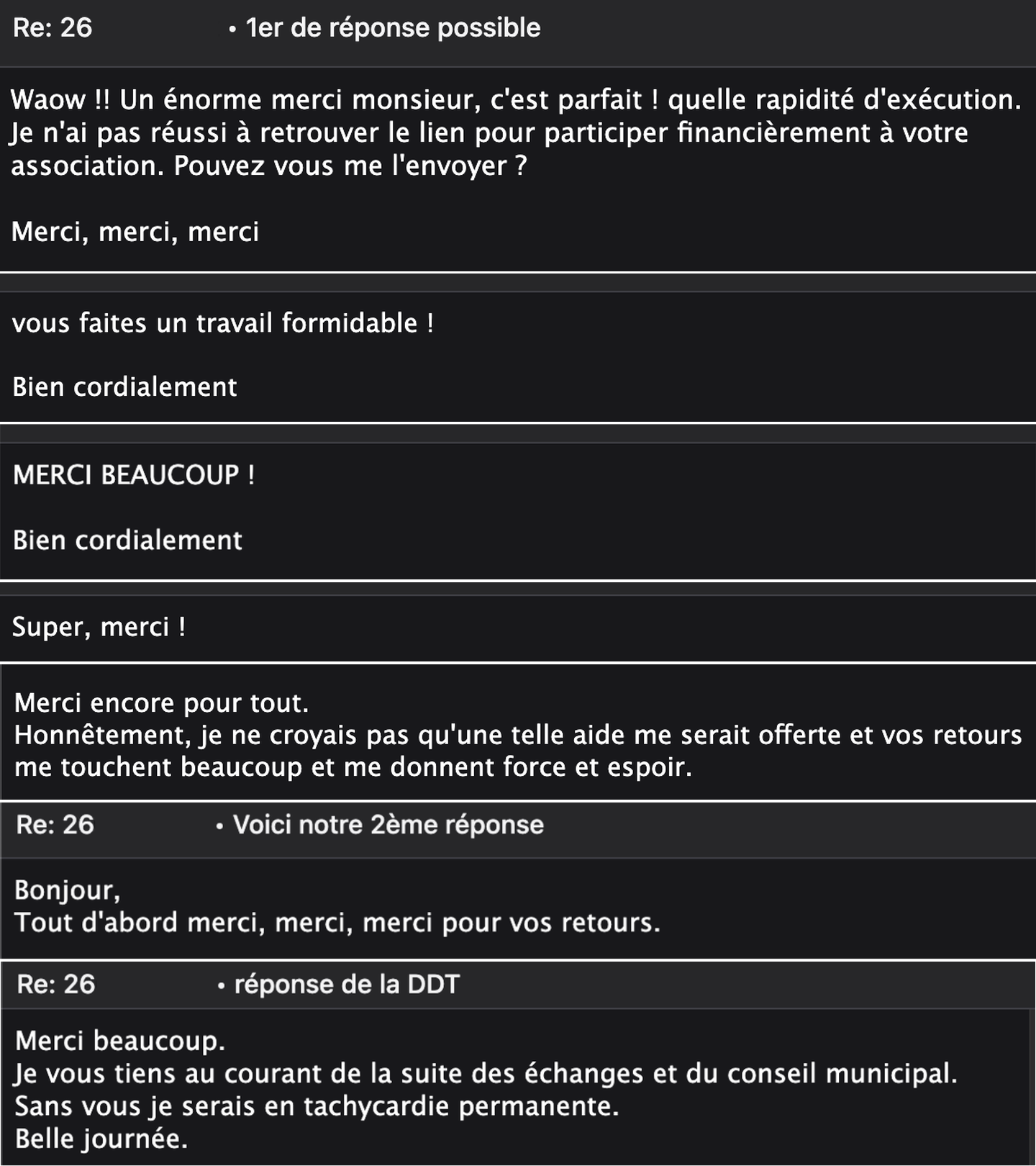 Captures anonymisées de messages reçus par email par France-PC-HNO