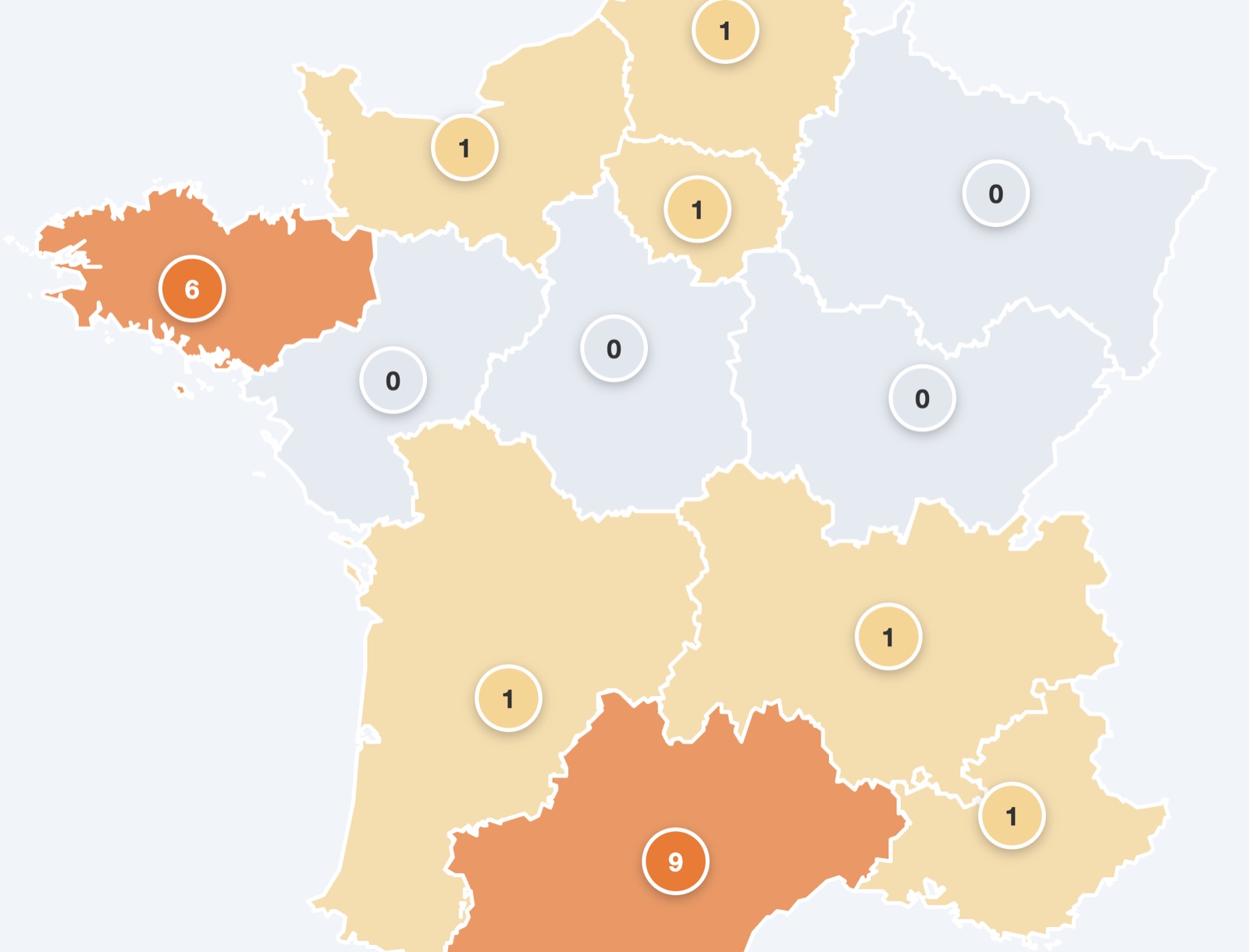 Carte France des Points•Chauds HNO — habitat-pc-sos.fr : répartition par région (Occitanie, Bretagne, Île-de-France, PACA…)